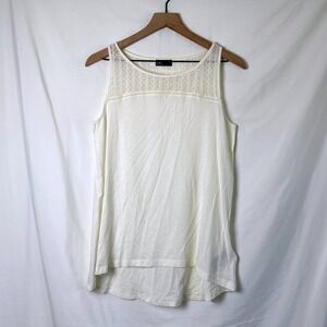 GAP Womens Crochet Lace Tank Top Cream Size S Boho Festival Layering Cottagecore